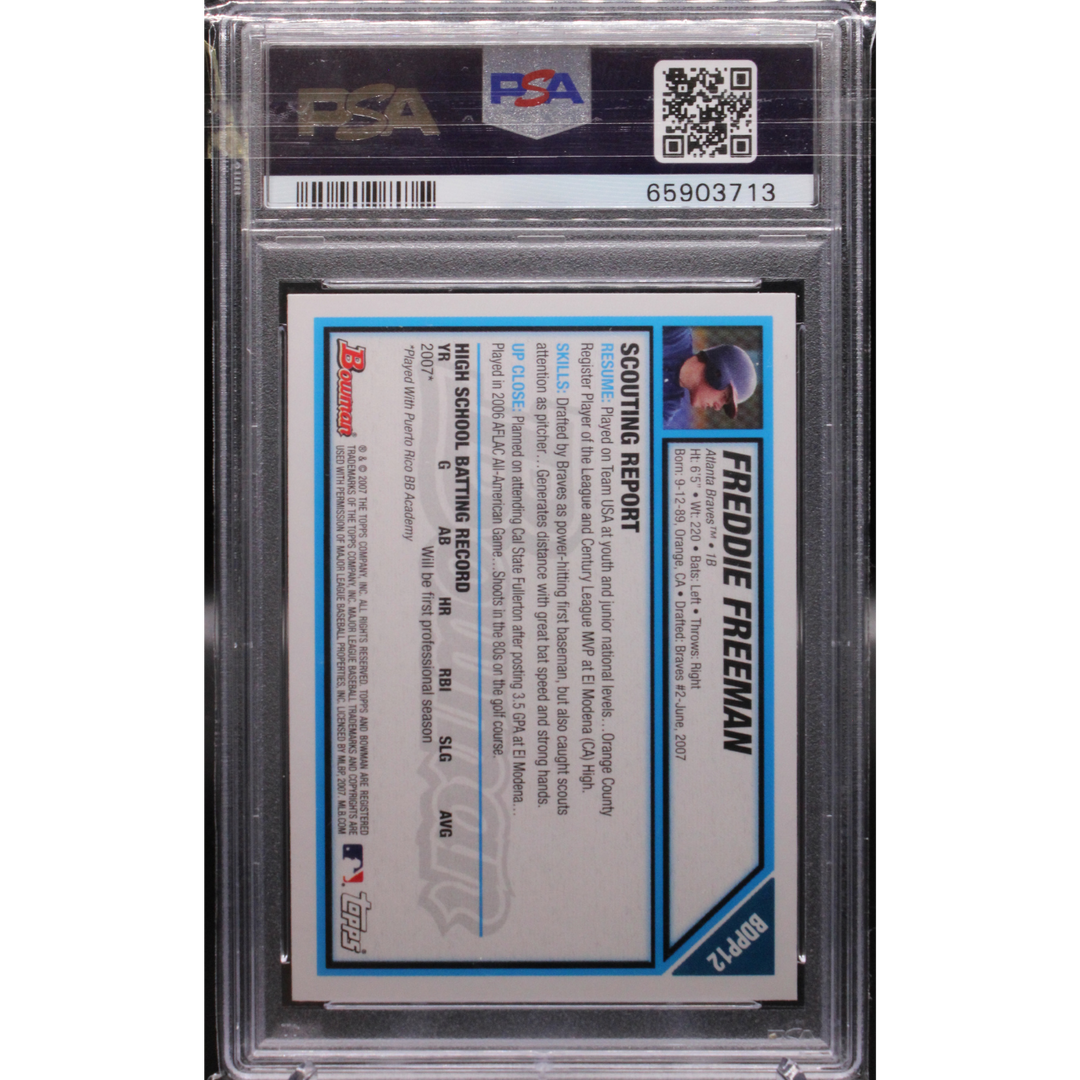 2007 Topps Bowman - Freddie Freeman BDPP12 - Draft Picks & Prospects - PSA 9