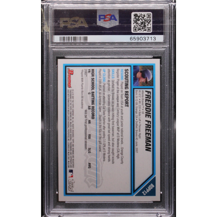 2007 Topps Bowman - Freddie Freeman BDPP12 - Draft Picks & Prospects - PSA 9