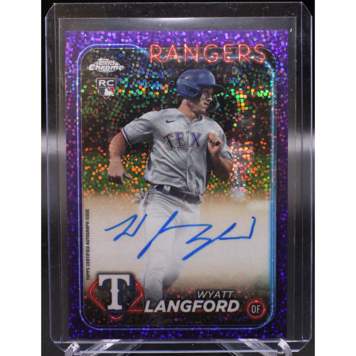 2024 Topps Chrome Baseball - Wyatt Langford RA-WL - Purple Speckle Refractor Auto  /299