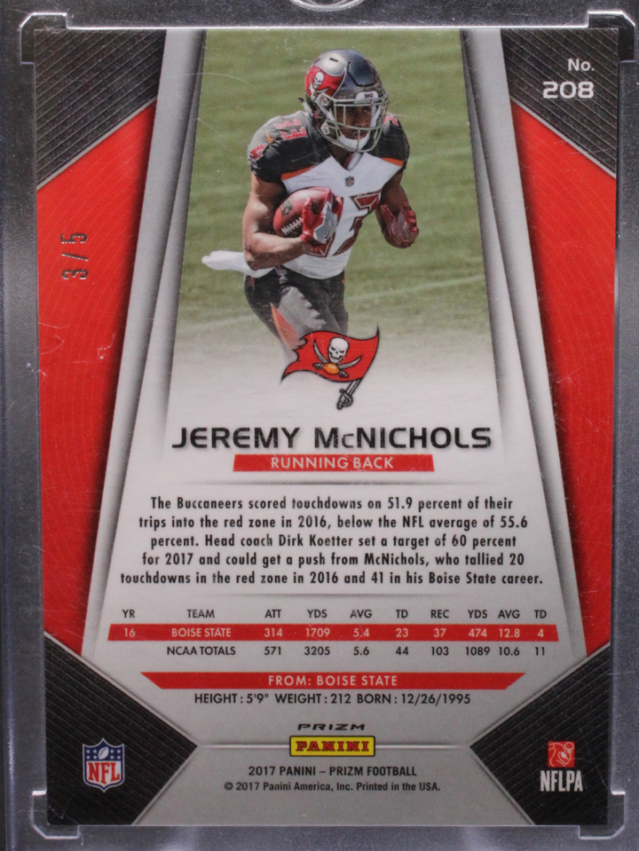 2017 Panini Prizm Football - Jeremy McNichols 208 - Gold Vinyl /5