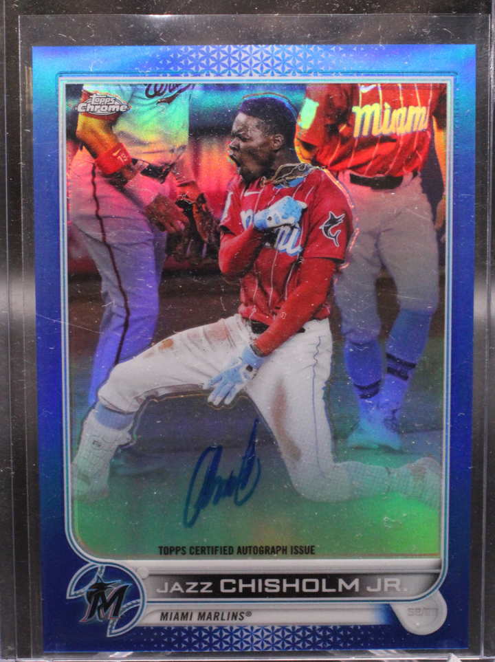 2022 Topps Chrome - Jazz Chisholm JR. CVA-JCJ - Chrome Blue Auto /150