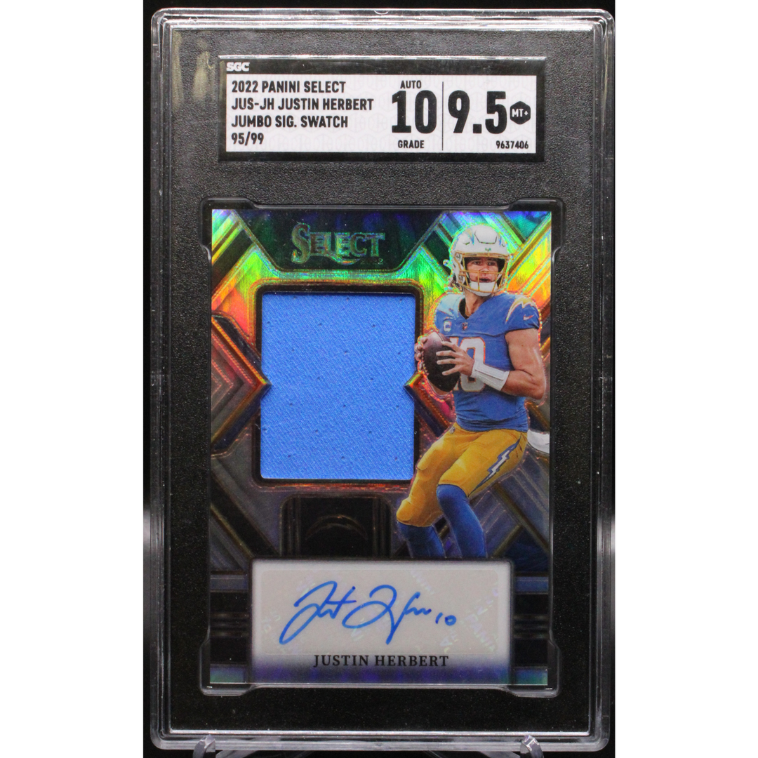 2022 Panini Select - Justin Herbert Jumbo Signatures (JUS-JH)- SGC 9.5/ AUTO 10