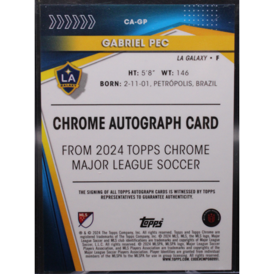 2024 Topps Chrome MLS Soccer  - Gabriel Pec CA-GP - Chrome Auto