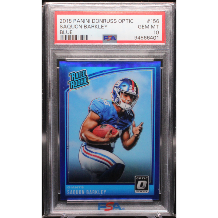 2018 Panini Donruss Optic Football - Saquon Barkley 156 - Rated Rookie Blue /149 - PSA 10