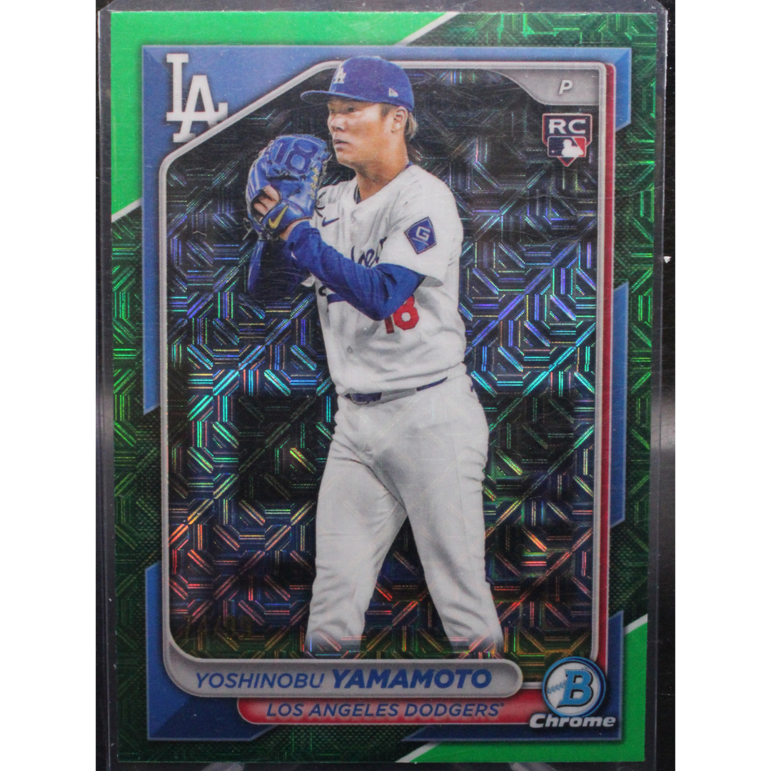 2024 Topps Bowman Chrome Baseball - Yoshinobu Yamamoto 73 - Green Mojo /99