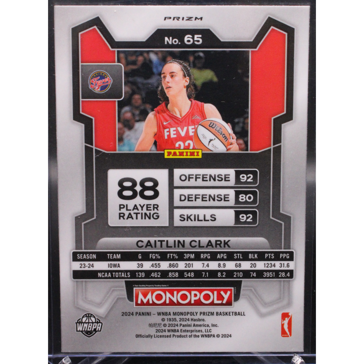 2024 Panini WNBA Prizm Monopoly - Caitlin Clark 65 - Silver