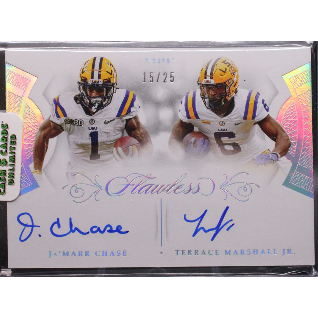 2021 Panini Flawless Collegiate - Ja'Marr Chase Terrace Marshall JR. FDS-LSU - Flawless Dual Signatures /25