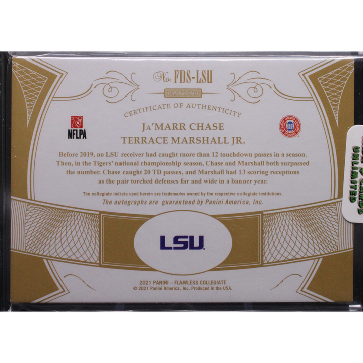 2021 Panini Flawless Collegiate - Ja'Marr Chase Terrace Marshall JR. FDS-LSU - Flawless Dual Signatures /25