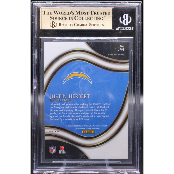 2020 Panini Select - Justin Herbert - Silver Field Level- BGS 9.5