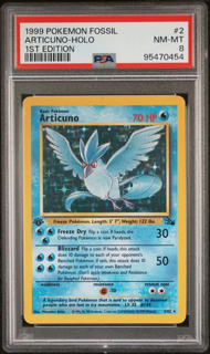 Articuno 2/62 1st Edition Holo Fossil - 1999 Pokemon - PSA 8