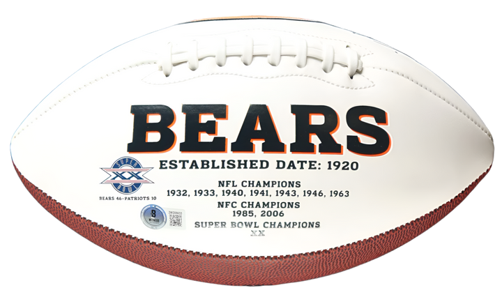 Brian Urlacher Autographed Bears NFL Authentic Logo Football (Beckett) With Acrylic Case