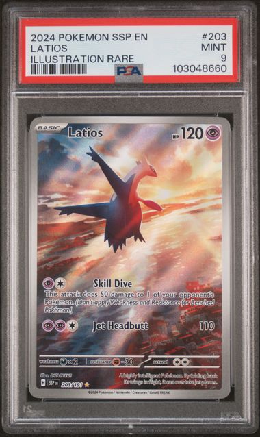 Latios 203/191 Illustration Rare Surging Sparks - 2024 Pokemon - PSA 9