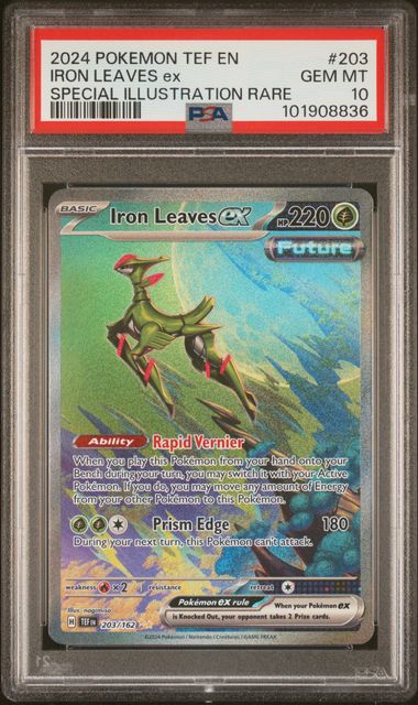 Iron Leaves ex 203/162 Special Illustration Rare Temporal Forces - 2024 Pokemon - PSA 10