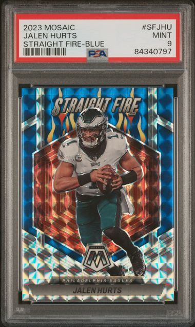 2023 Panini Mosaic - Jalen Hurts Straight Fire #SFJHU - Blue /99- PSA 9