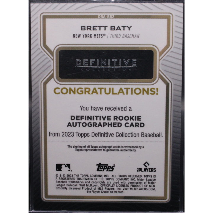 2023 Topps Definitive Baseball - Bret Baty DRA-BB2 - Green Auto /25