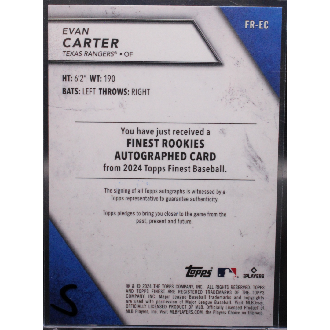 2024 Topps Finest Baseball - Evan Carter FR-EC - Black Finest Rookies Auto /10