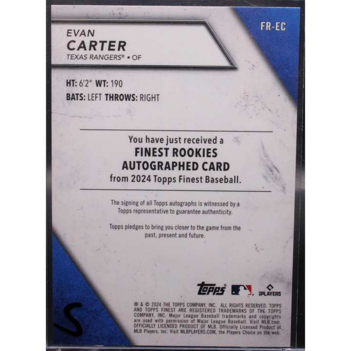 2024 Topps Finest Baseball - Evan Carter FR-EC - Black Finest Rookies Auto /10