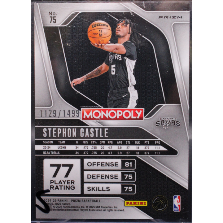 2024 Panini Prizm Monopoly - Stephon Castle 75 - Orange /1499