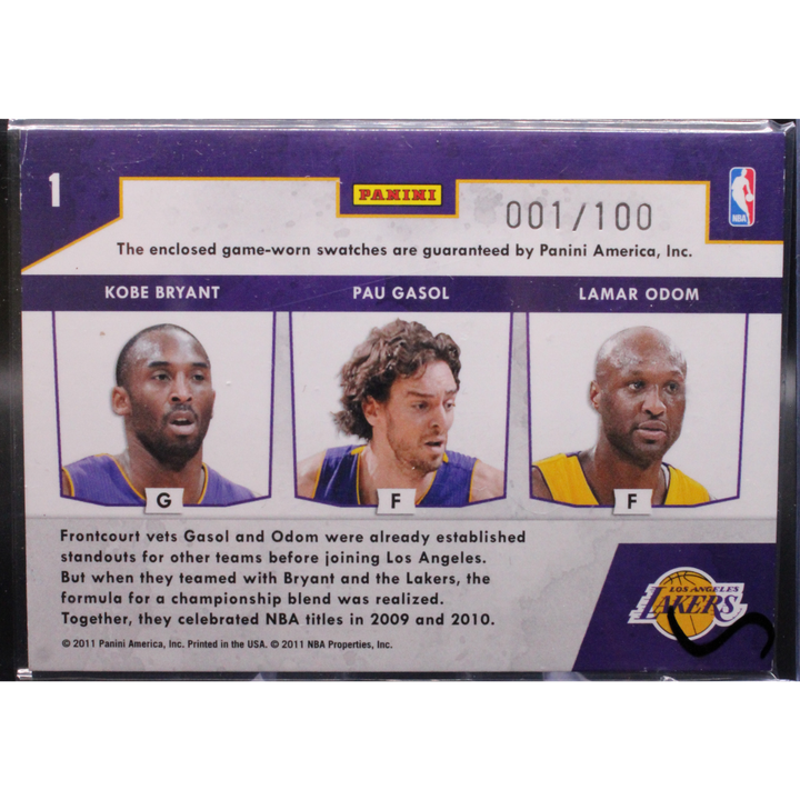 2011 Panini Absolute Basketball -  Kobe Bryant Pau Gasol Lamar Odom 1 - Team Trios 1 / 100