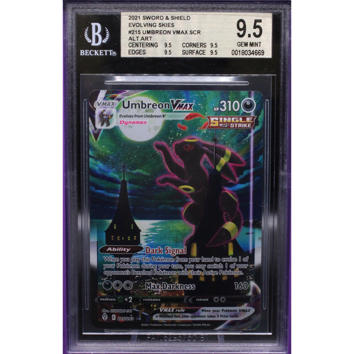 Umbreon VMAX 215/203 Evolving Skies  - 2021 Pokemon - Beckett 9.5