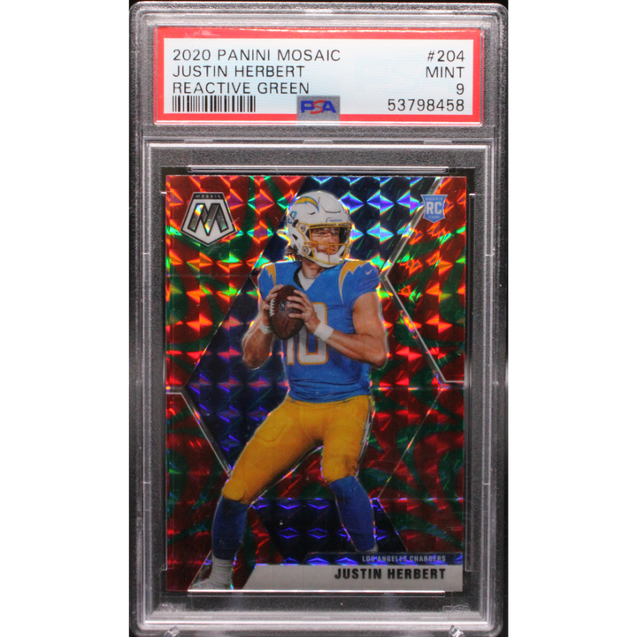 2020 Panini Mosaic - Justin Herbert 204 - Reactive Green - PSA 9