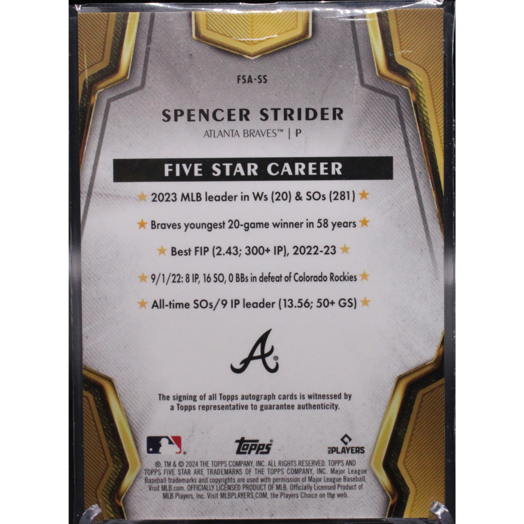 2024 Topps Five Star Baseball - Spencer Strider FSA-SS - Base Auto