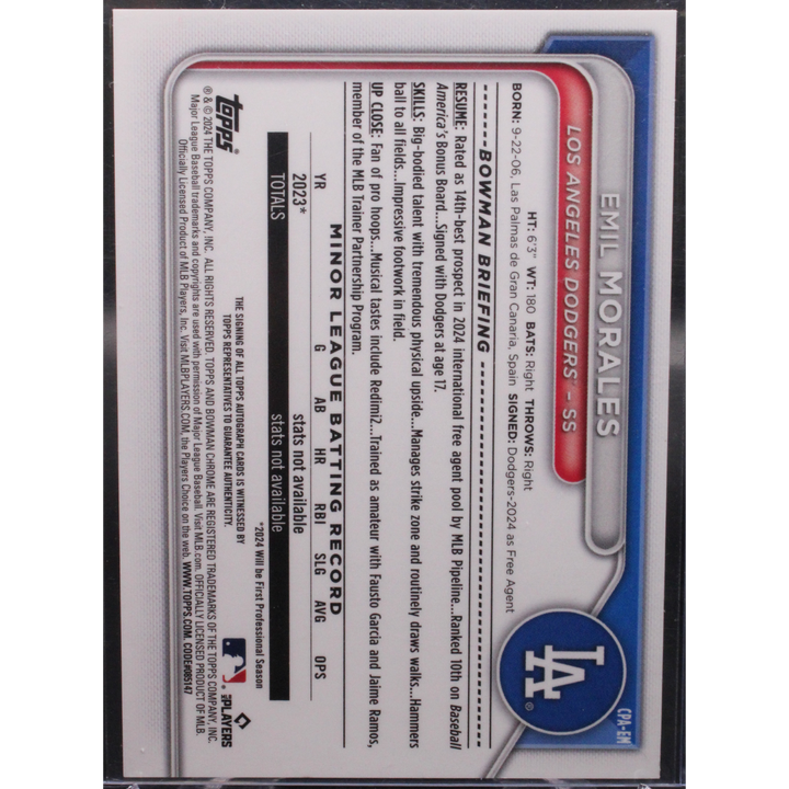 2024 Topps Bowman Chrome - Emil Morales CPA-EM - 1st Bowman Base Auto