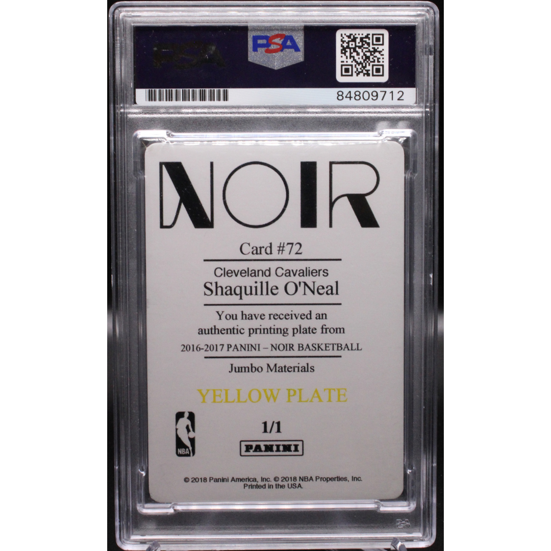 2016-2017 Panini Noir - shaquille o'neal 72 - Yellow Printing Plate 1/1 - PSA 10