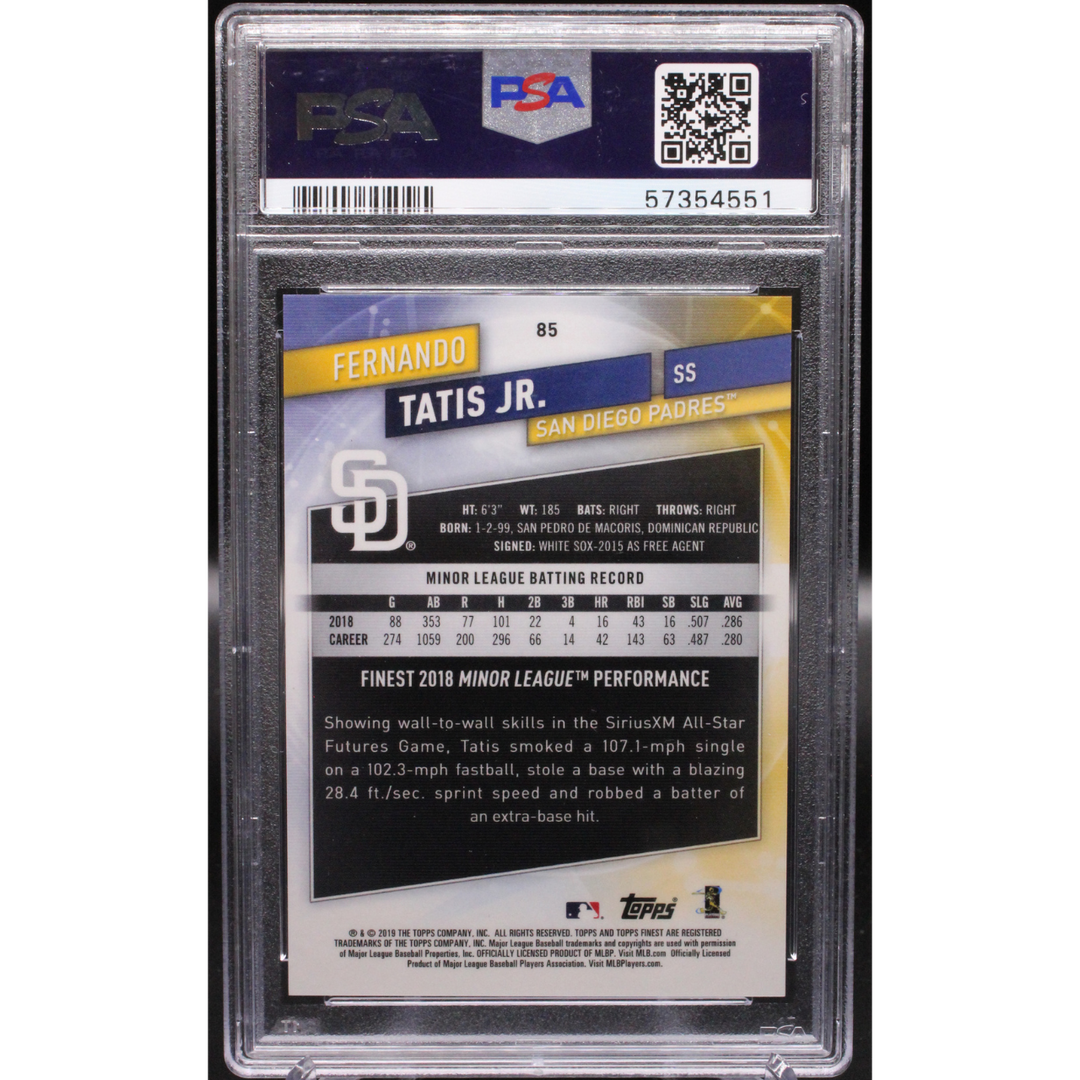 2019 Topps Finest Baseball - Fernando Tatis Jr. 85 - Blue /150 - PSA 9