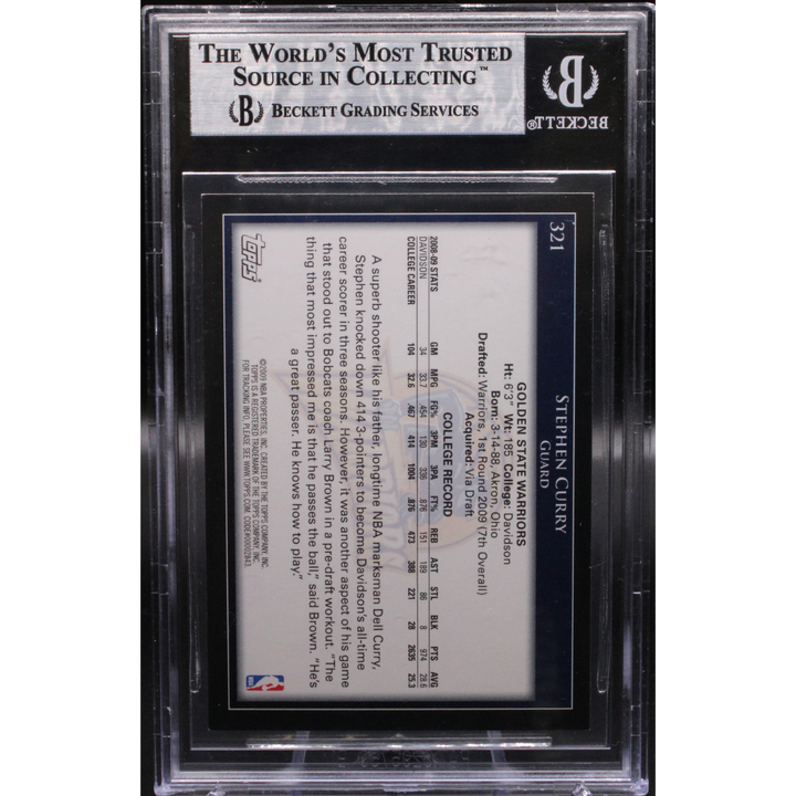 2009-10 Topps basketball - Stephen Curry 321 - BGS Beckett 9
