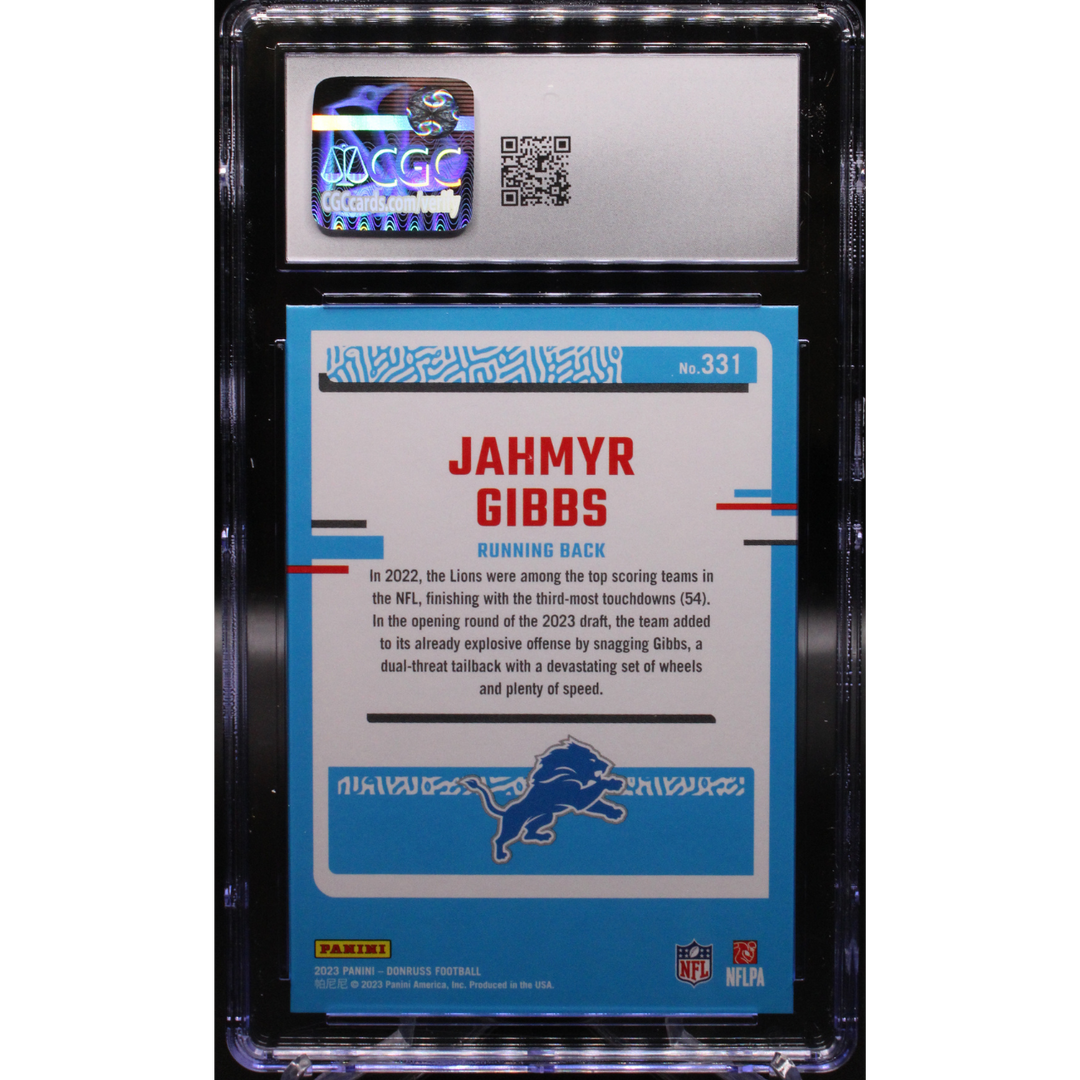 2023 Donruss #331 Jahmyr Gibbs Rated Rookie CGC 10