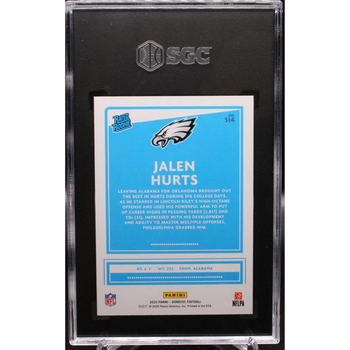 2020 Donruss #314 Jalen Hurts RC SGC 9.5
