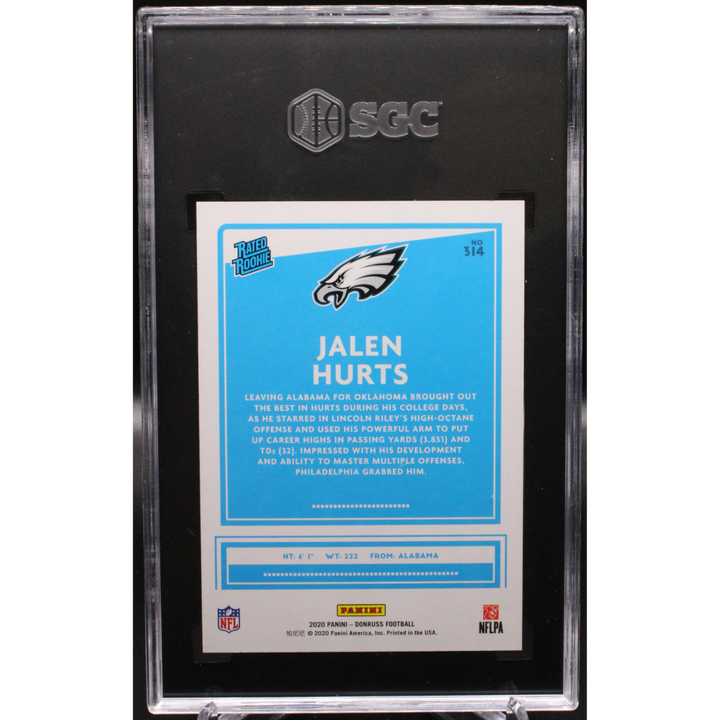 2020 Donruss #314 Jalen Hurts RC SGC 10