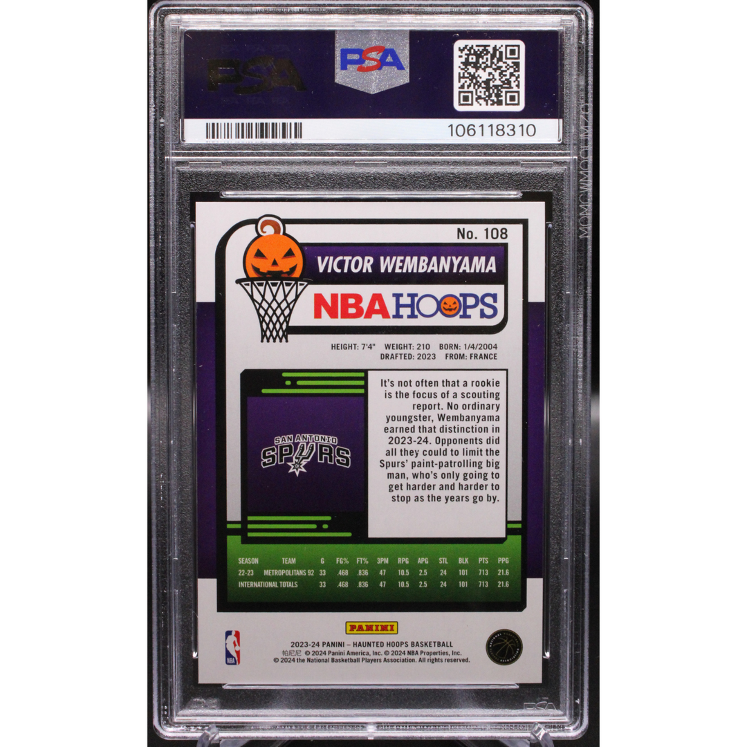 2023-24 Panini Haunted Hoops Basketball Victor Wembanyama Base RC PSA 10