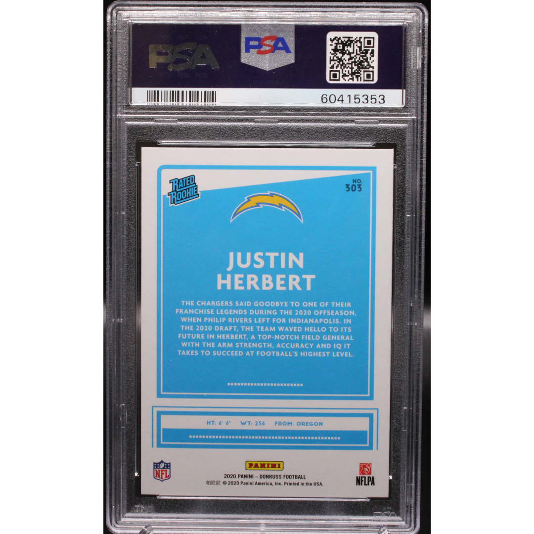 2020 Panini Donruss - Justin Herbert Rated Rookie 303- PSA 10