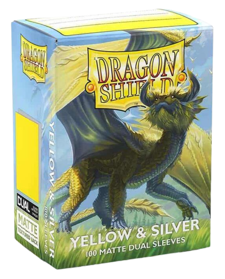 Dragon Shield Sleeves: Yellow & Silver Dual Matte Standard (Box of 100)