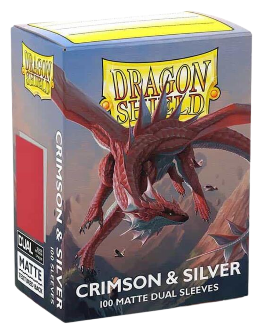 Dragon Shield Sleeves: Crimson & Silver Dual Matte Standard (Box of 100)