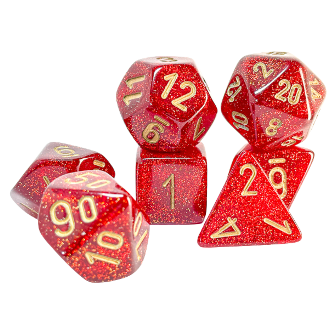 7-Die Set Glitter Mega-Hedral Ruby/Gold - CHX22504