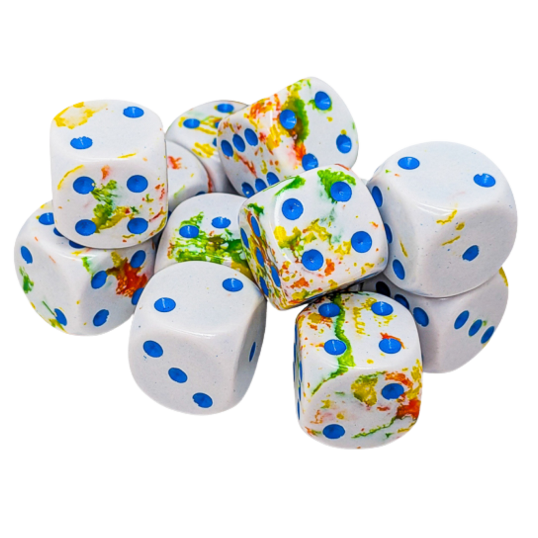 12-Dice Set 16mm d6 Brush Breezy/Blue