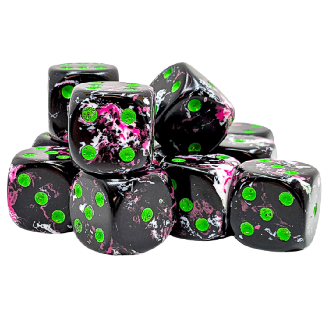 12-Dice Set 16mm d6 Brush Paintball/Green