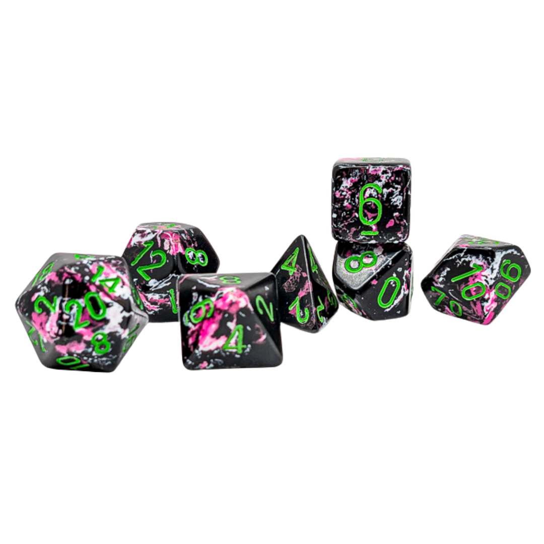 7-Die Set Polyhedral Brush Paintball/Green