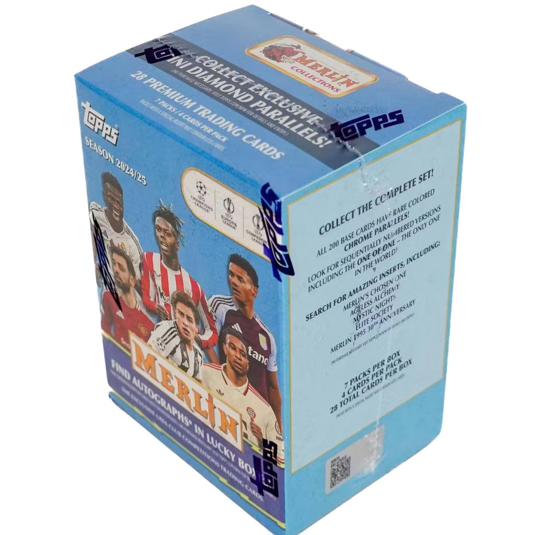 2024-25 Topps Chrome Merlin UEFA Club Competitions Soccer 7-Pack Blaster Box