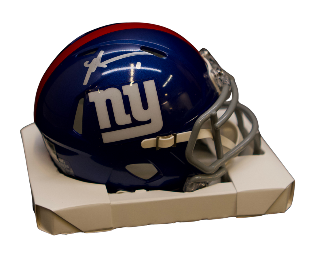 Malik Nabers New York Giants Autographed Riddell 2025 Alternate Throwback Speed Mini Helmet (Fanatics Authentic)