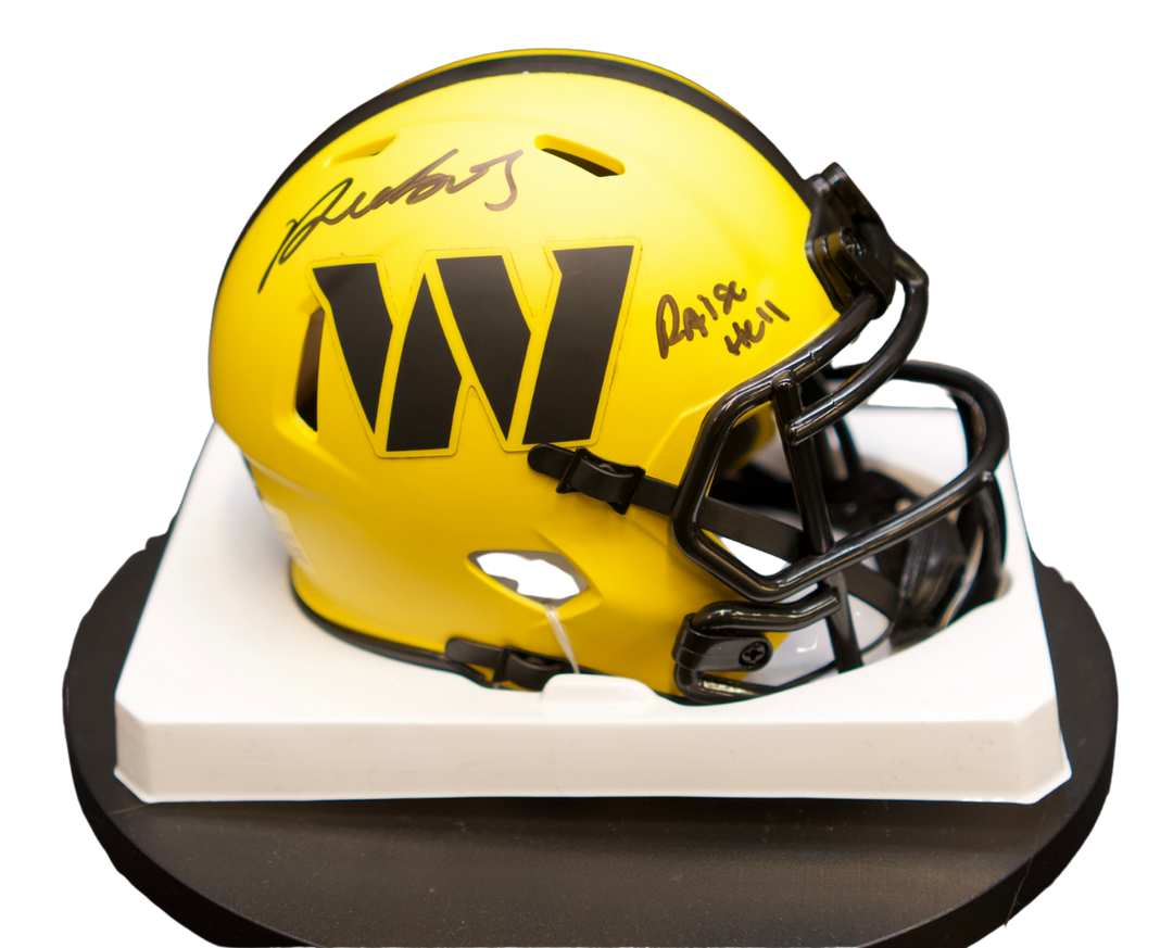 Deebo Samuel Autographed Signed Washington Commanders Riddell Mini Helmet Inscribed "Raise Hell" (Fanatics Authentic)(