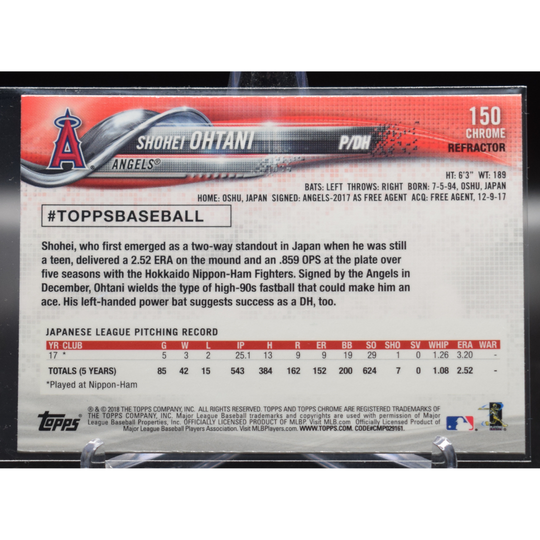 2018 Topps Chrome Baseball - Shohei Ohtani 150 - Chrome Refractor