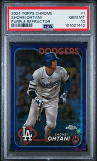 2024 Topps Chrome Baseball - Shohei Ohtani 1 - Logofractor Purple /250 - PSA 10