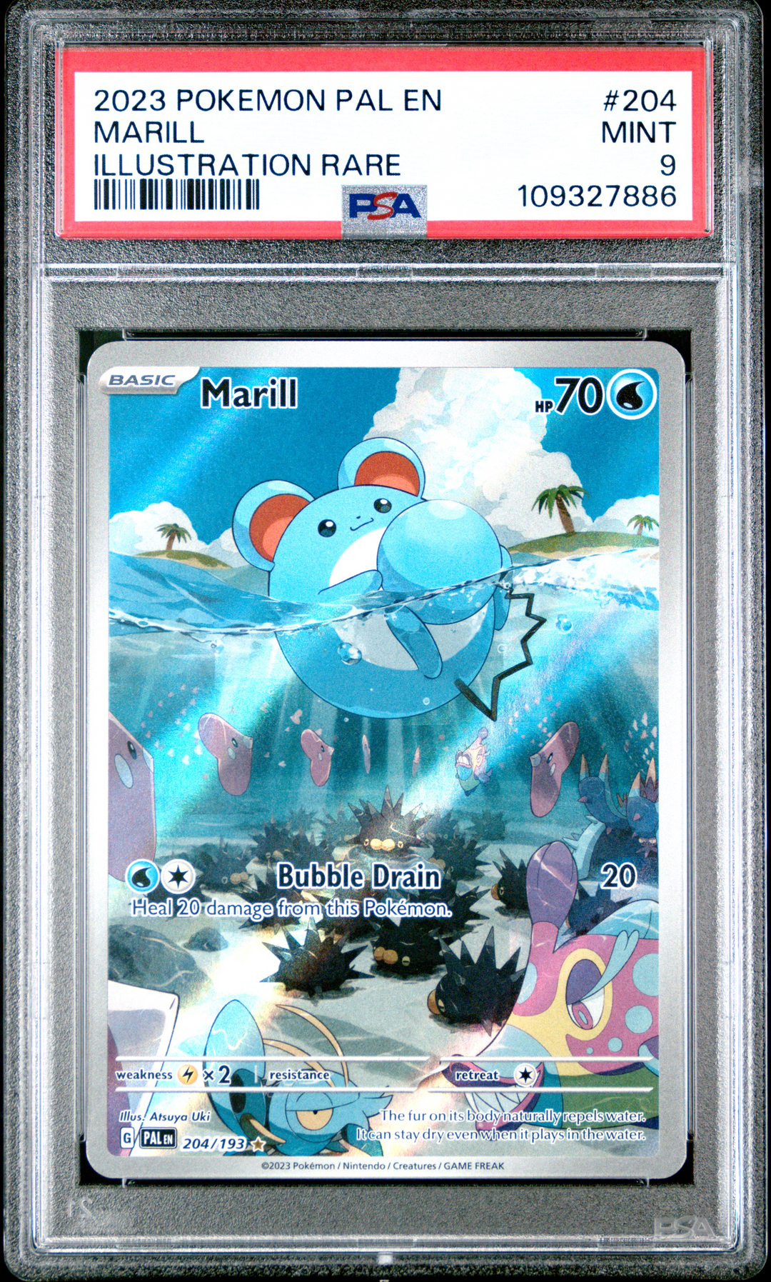Marill #204 Illustration Rare - 2023 Pokemon PAL EN - PSA 9