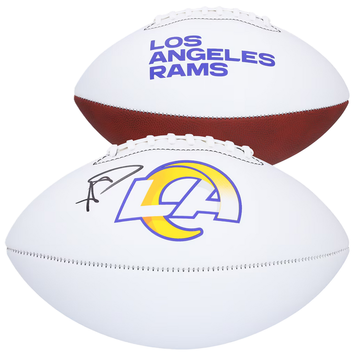 Aaron Donald Autographed Rams NFL Authentic Logo Football (Metabilia) With Acrylic Case