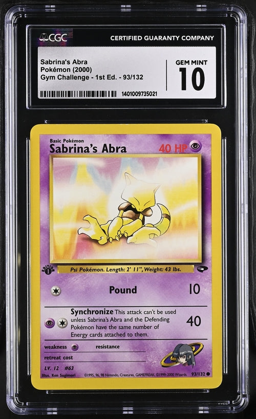 Sabrina's Abra 93/132 Gym Challenge 1st Edition  - 2000 Pokemon - CGC 10