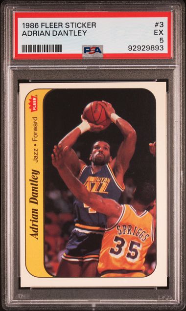 1986 Fleer Sticker - Adrian Dantley 3 - PSA 5